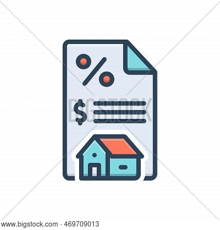 Color Illustration Icon For Tax Placement Percentage Dollar House Loan Rate  Levy Tariff Duty Toll E