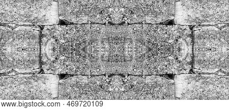 Monotone Ancient Stone Concrete Wall Background Old Obsolete Brickwall Panorama Wide Photo