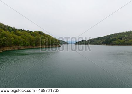 Relax Autumn Calm Landscapes Over The Pertusillo Lake In Val D'agri, In The Province Of Potenza, Bas