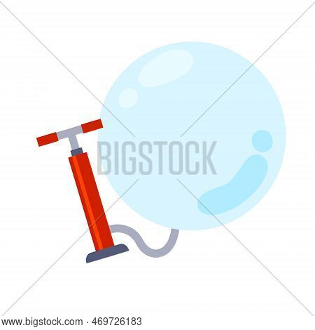 Pump Inflates Large Balloon. Concept Of Bubble. Template For Promotions And Discounts. Mechanical To