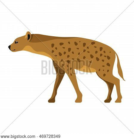 African Hyena Vector Clipart. Hyaena Image. Illustration Of Wild Savannah Fauna. Nocturnal Scavenger