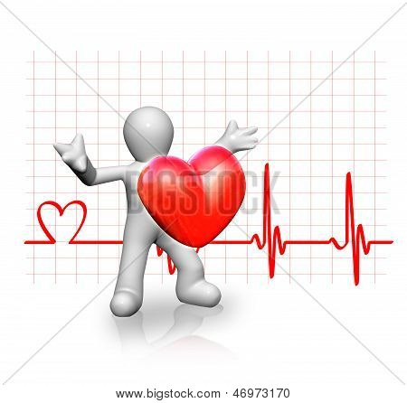 Uomo bianco e un grande cuore rosso