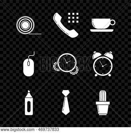 Set Scotch, Telephone Handset, Coffee Cup Flat, Marker Pen, Tie, Cactus Succulent In Pot, Computer M