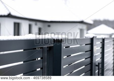 A Modern Videophone With A Letterbox And A Wireless Card Reader, Mounted In Panel Fence In Anthracit