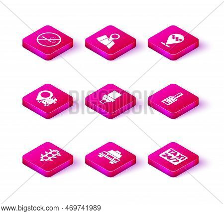 Set Traffic Light, Taxi Car, Location With Bus, Safety Belt, Taxi, Car Key Remote, And Folded Map Lo