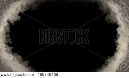 Grey Smoke Content Frame Like Tunnel In Clouds, Isolated - Object 3d Rendering