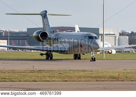 Zurich, Switzerland, January 19, 2023 Gulfstream G650 Business Aircraft Is Parking On The Apron Duri