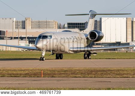 Zurich, Switzerland, January 19, 2023 Gulfstream G650 Business Aircraft Is Parking On The Apron Duri