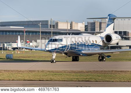 Zurich, Switzerland, January 19, 2023 Gulfstream G650 Business Aircraft Is Parking On The Apron Duri