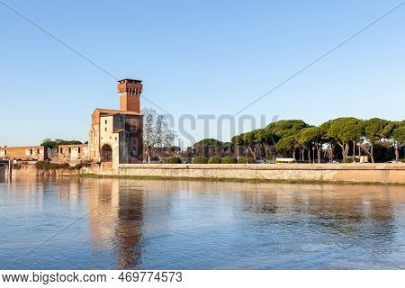 Beautiful Lungarno Panorama In The City Of Pisa