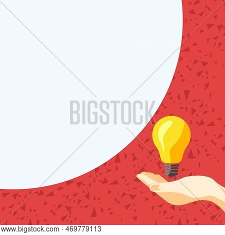 Drawn Hand Holding Yellow Bulb. Important Message Written On White Textholder. Main Information In C