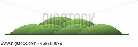 Meadows And Hills. Landscape Green Summer. View Of Nature Relief. Thickets Of Grass For Pastures And
