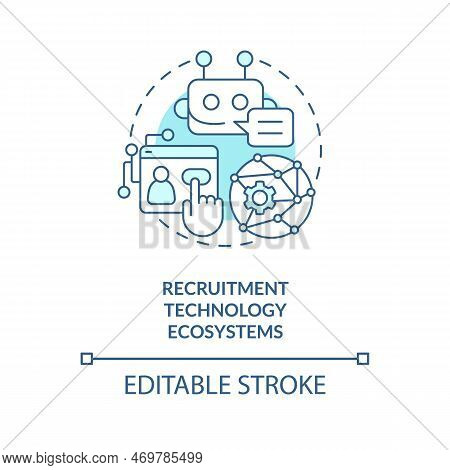 Recruitment Technology Ecosystems Turquoise Concept Icon. Automated System. Hiring Abstract Idea Thi