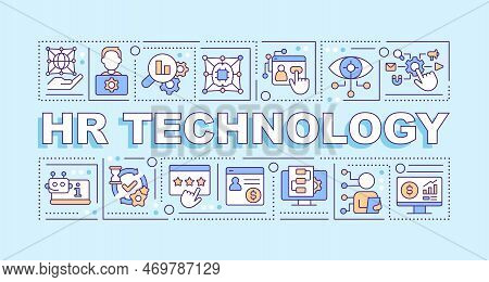 Hr Technology Word Concepts Turquoise Banner. Process Automation. Infographics With Editable Icons O