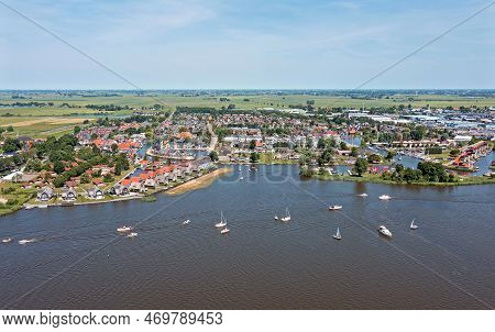 Aerial From The City Heeg At The Heegermeer In Friesland The Netherlands