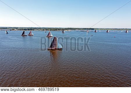 Aerial From Skutsjesilen On The Snekermeer In Friesland In The Netherlands