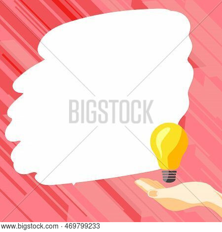 Drawn Hand Holding Yellow Bulb. Important Message Written On White Textholder. Main Information In C