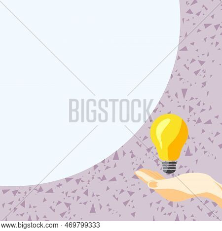 Drawn Hand Holding Yellow Bulb. Important Message Written On White Textholder. Main Information In C