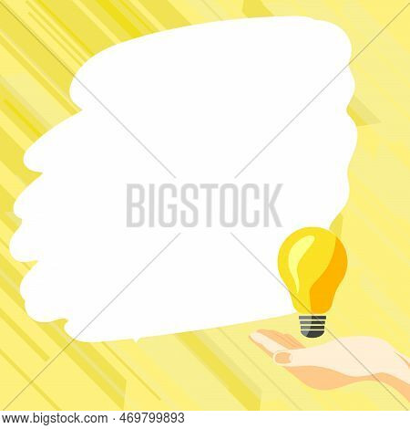 Drawn Hand Holding Yellow Bulb. Important Message Written On White Textholder. Main Information In C