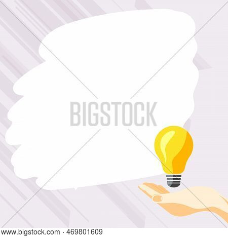 Drawn Hand Holding Yellow Bulb. Important Message Written On White Textholder. Main Information In C