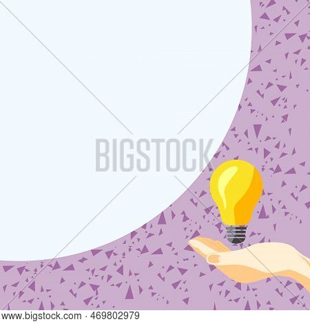 Drawn Hand Holding Yellow Bulb. Important Message Written On White Textholder. Main Information In C