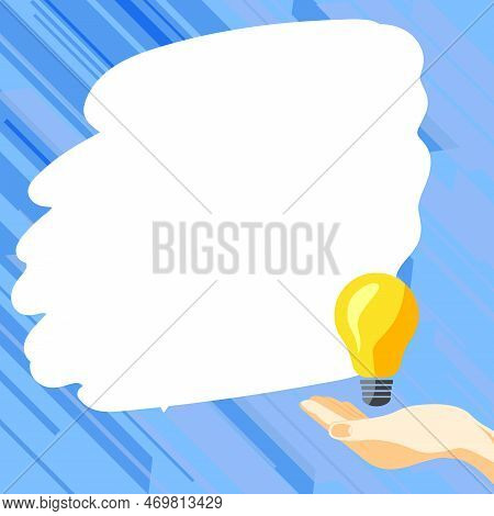 Drawn Hand Holding Yellow Bulb. Important Message Written On White Textholder. Main Information In C