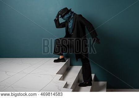 Unknown, Introvert Hiding From Society, Concept. Isolation, A Crisis Of Self-identity. A Character I