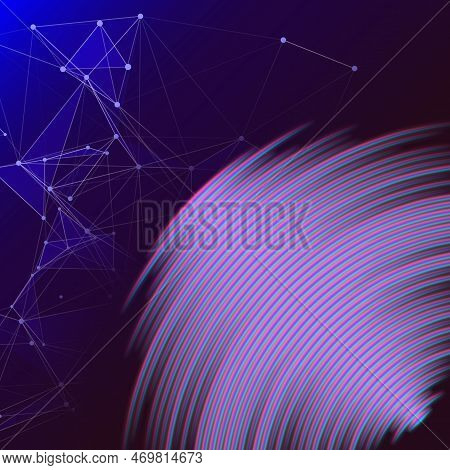 Music Cover With Waveform As A Neon Vinyl Grooves