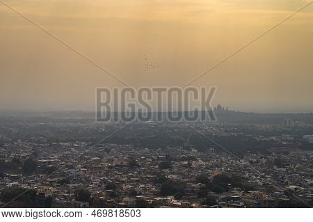 Beautiful Top View Of Jodhpur City From Mehrangarh Fort, Rajasthan, India. Jodhpur Is Called Blue Ci