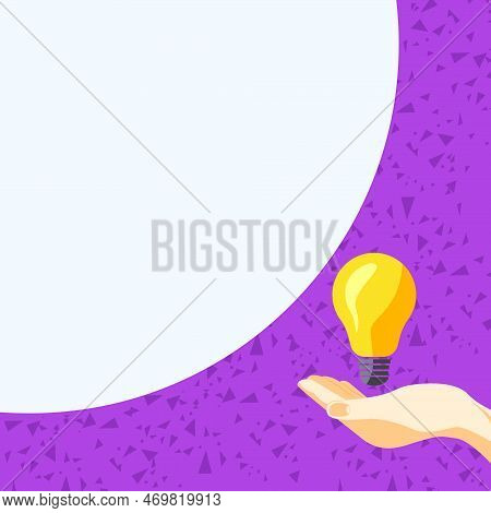 Drawn Hand Holding Yellow Bulb. Important Message Written On White Textholder. Main Information In C