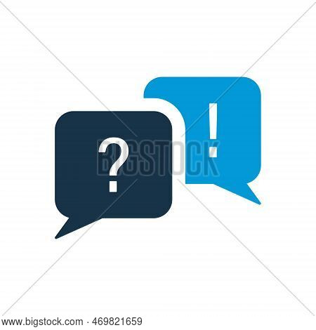 Question Mark And Exclamation On Speech Bubble Mark Silhouette Icon. Ask And Answer Faq Sign. Dialog