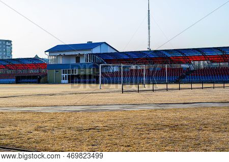 City Small Football Stadium. Organization Of Public Space. Public Amphitheater, Empty Seats In Smorg
