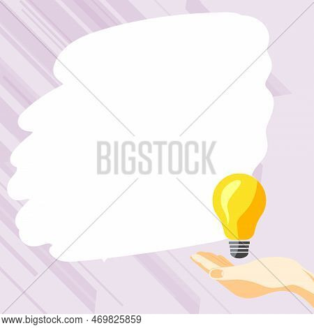 Drawn Hand Holding Yellow Bulb. Important Message Written On White Textholder. Main Information In C