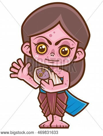 Vector Illustration Of Cartoon Female Thai Ghost, Mae Nak