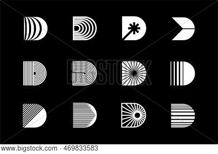 Modern D Letter Logo Template Set. Digital D Logo Vector Set.