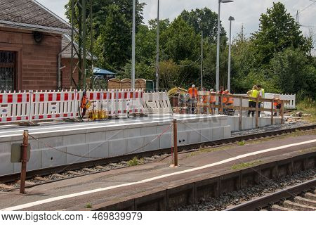 Weiterstadt, Germany - June 21 2018: Renovation Railway Station