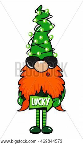One Lucky Gnome - Funny St Patrick's Day Design For Poster, T-shirt, Card, Invitation, Sticker, Bann