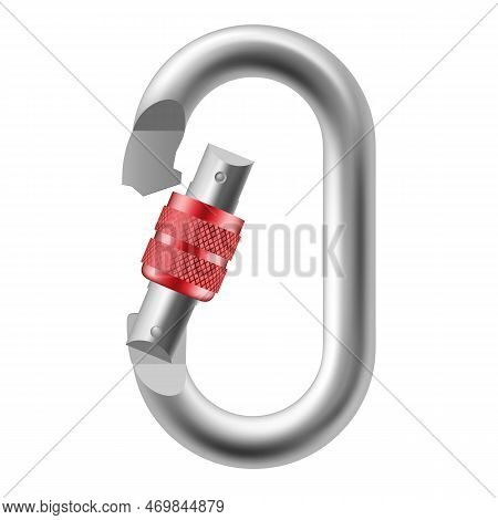 Climbers Carbine Carabine Clip Spring Hook Safety Supply For Climbing Realistic Vector Illustration