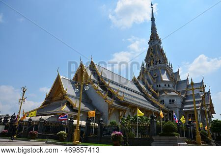 Ancient Ubosot Ordination Hall Or Antique Old Church Of Wat Sothon Wararam Worawihan Or Sothonwarara