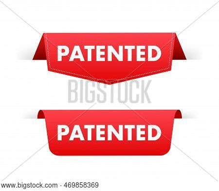 Patented Label. Intellectual Property Icon. Vector Stock Illustration.