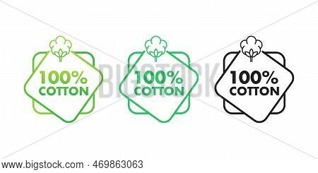 100 Cotton Label. Natural Fiber Sign. Vector Stock Illustration.