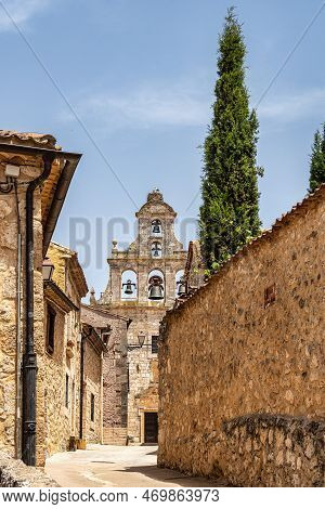 Medieval Village With Stone Houses, Cobblestone Streets, Old Doors And Windows, Arches And Walls. Ma
