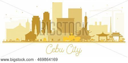Cebu City Skyline Golden Silhouette. Vector Illustration. Simple Flat Concept For Tourism Presentati