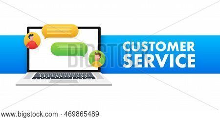 Customer Service. Call Center Landing Page. Online Support Center, Assistance. Vector Stock Illustra