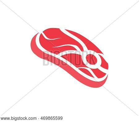 Fillet Steak Beef Meat Logo Design. Pieces Of Raw Roast Beef Meat. Grilling, Grill, Meat, Barbecue A