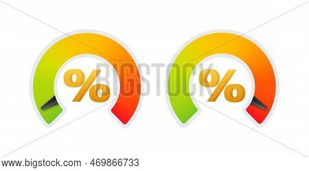Percentage With Arrow Up And Down. Banking, Credit, Interest Rate. Vector Stock Illustration.