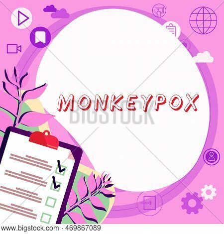 Sign Displaying Monkeypox. Business Concept Poxvirus Of Africa Caused By Chiefly In Wild Rodents And