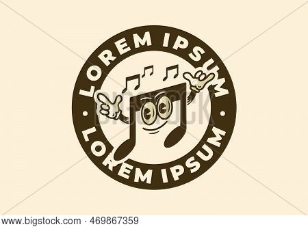 Music Notes Character Mascot Illustration Badge Design