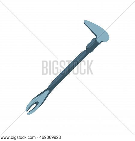 Metallic Nail Puller Flat Vector Illustration. Cartoon Drawing Of Instrument For Repair Work Isolate