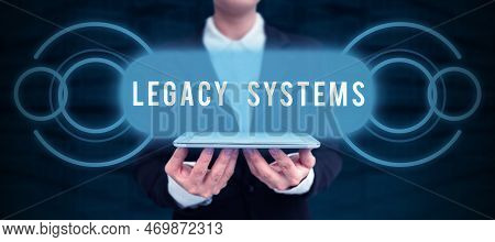 Conceptual Caption Legacy Systems. Word Written On Old Method Technology Computer System Or Applicat